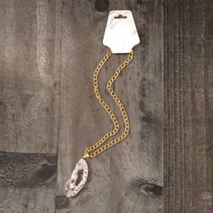 Gold tone chain Geode Necklace